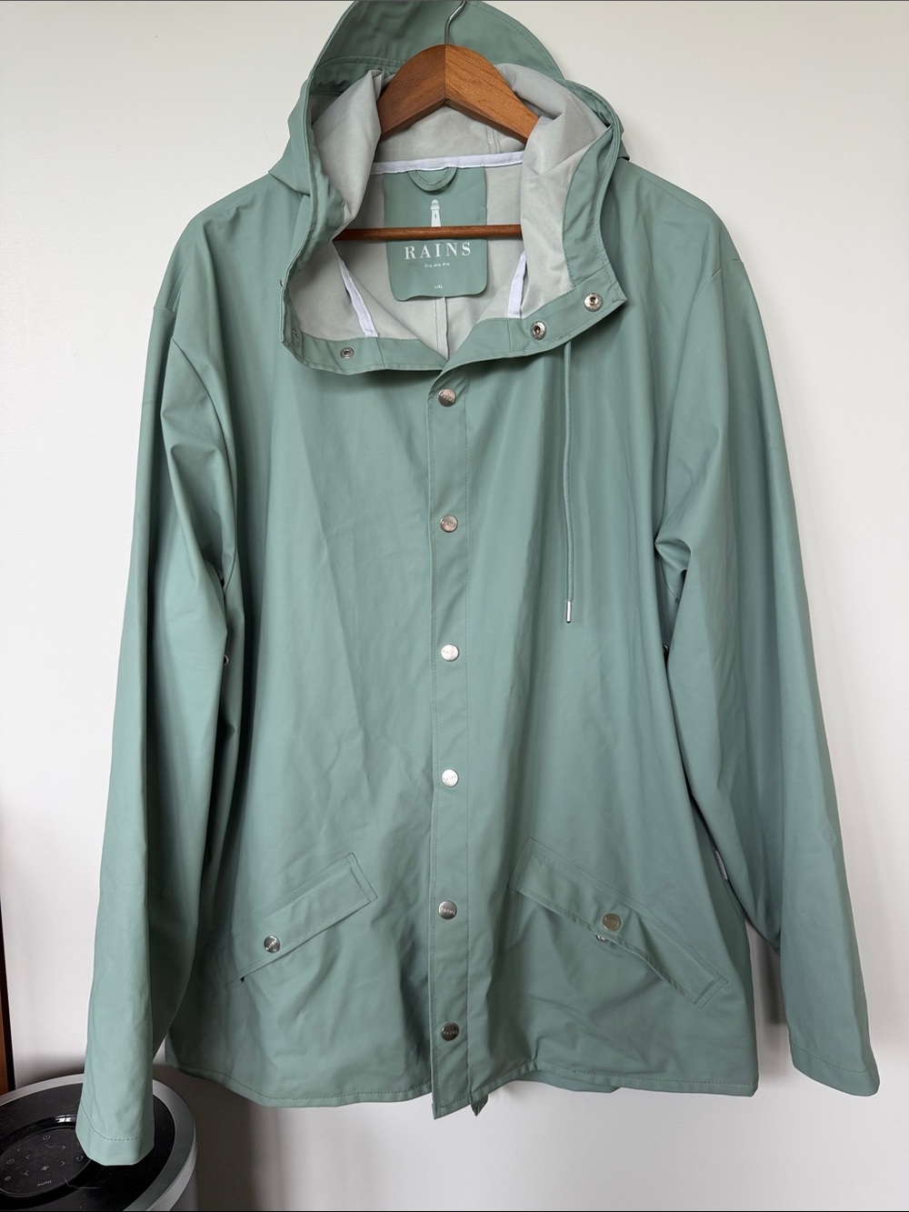 Rains woman Mint Green Waterproof Hooded Rain Jacket